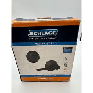 Schlage Matte Black Deadbolt and Latitude Lever Security Set FB50N G LAT 622